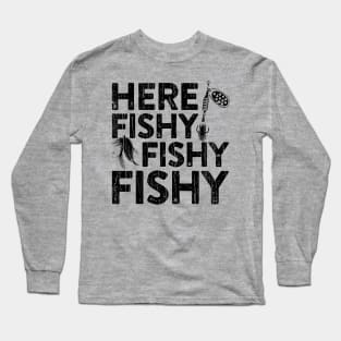 Here Fishy Fishy Fishy // Black Long Sleeve T-Shirt